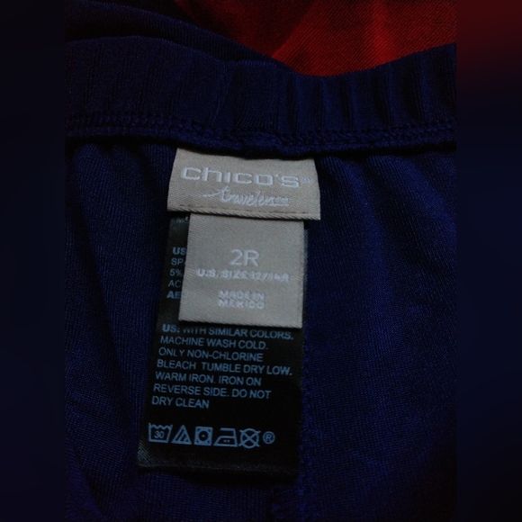 Chico's Travelers Knit Pants Blue Elastic Waist Straight Leg Chico's 2 R 12 14 - Picture 3 of 4
